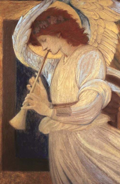 An Angel Playing a Flageolet - Personalised Christmas Card