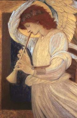 An Angel Playing a Flageolet - Personalised Christmas Card