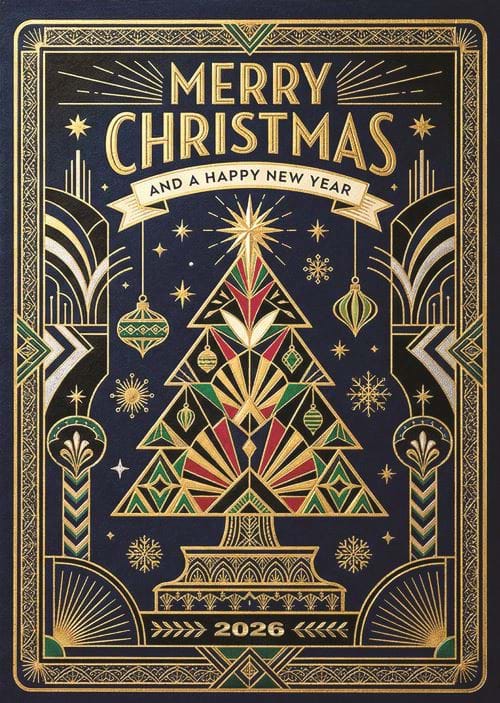 Art Deco Tree - Personalised Christmas Card