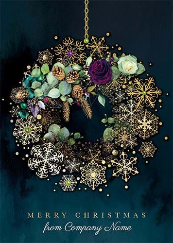 Evergreen Wreath - Front Personalised Christmas Card
