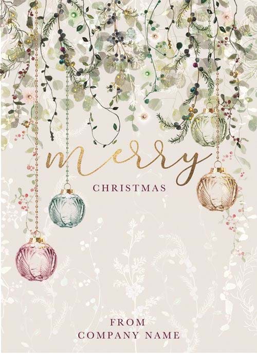 Stylish Baubles - Front Personalised Christmas Card