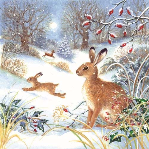 Winter Hares - Personalised Christmas Card