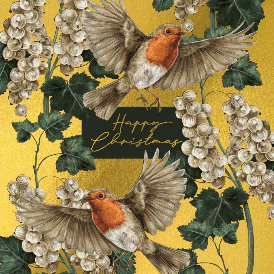 Gold Robins Luxury Christmas Cards - Pack of 8