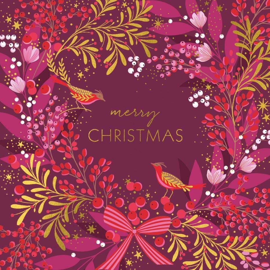 Botanical Birds Luxury Christmas Cards - Pack of 8