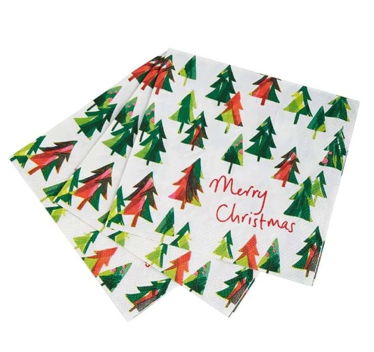 Scandi Green Christmas Tree Paper Napkins - 20 Pack