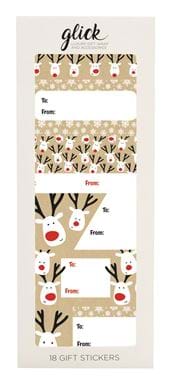 Reindeer Christmas Gift Tag Stickers - 18 Stickers