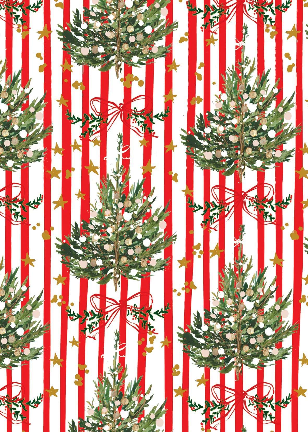 Striped Spruce Christmas Wrapping Paper