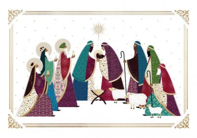 Golden Nativity Personalised Christmas Card