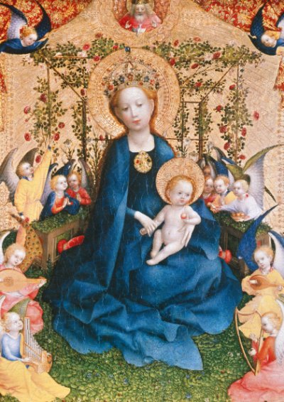Virgin in the Rose Bower Personalised Christmas Card