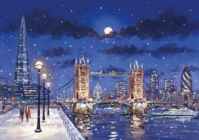 Evening on the Thames Personalised Christmas Card