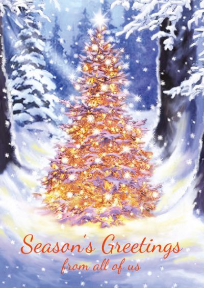 Golden Glow Front Personalised Christmas Card
