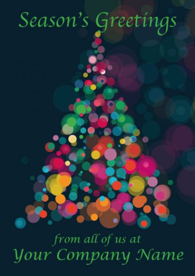 Colourful Tree Front Personalised Christmas Card