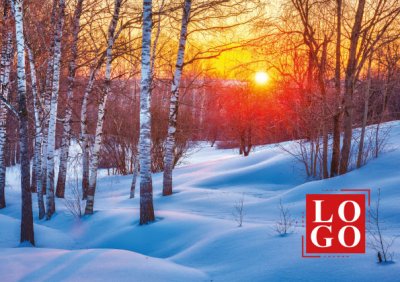 Winter Sunset Front Personalised Christmas Card
