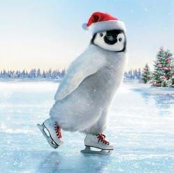 Skating Penguin Personalised Christmas Card