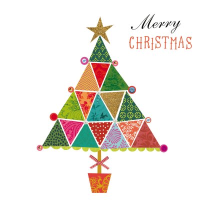 Patchwork Tree Personalised Christmas Card