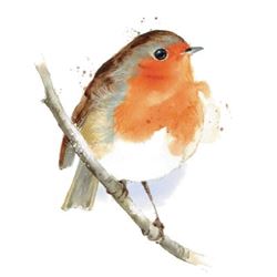 Watercolour Robin Personalised Christmas Card