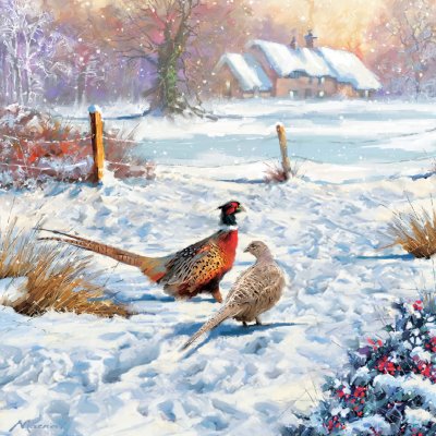 Winter Pheasants Personalised Christmas Card