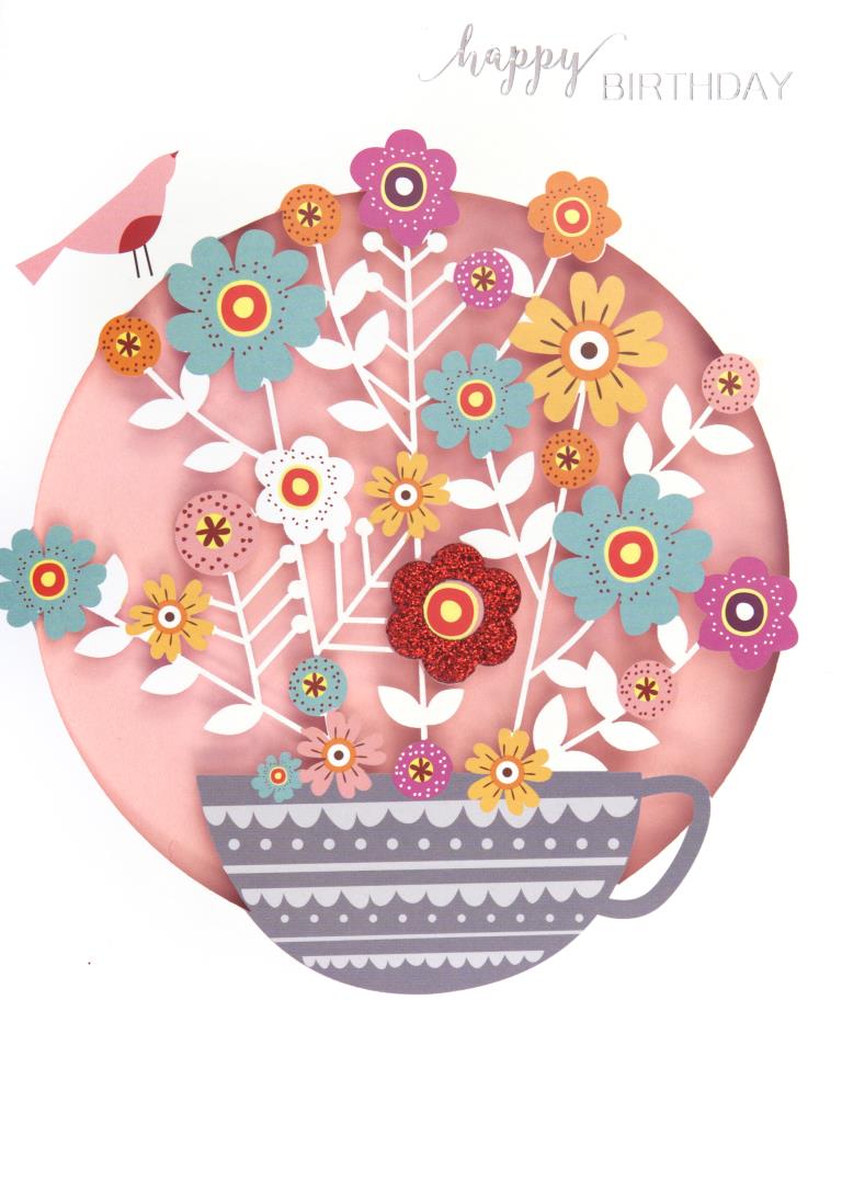 Pot of Flowers Birthday Card