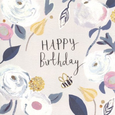 Grey Flora Birthday Card
