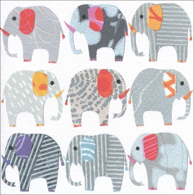 Elephants in a Row Greeting Card