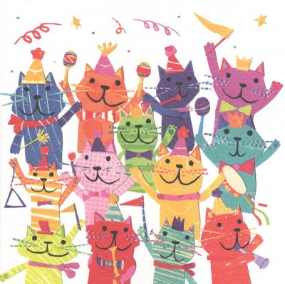 Cheering Cats Greeting Card