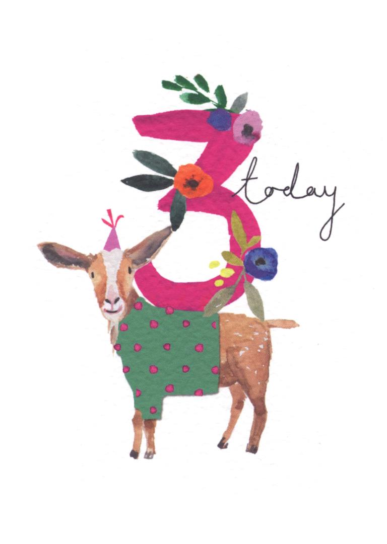 3 Today Goat Birthday Card
