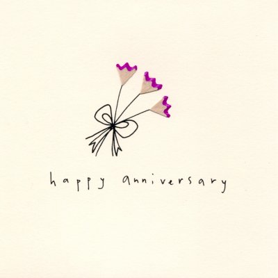 Pink Flowers Anniversary Card