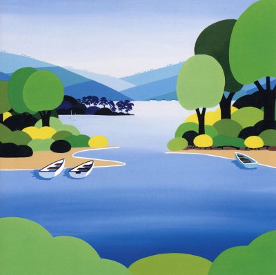 Boats on the Riverbank Greeting Card