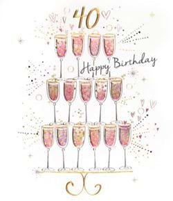 40th Champagne Birthday Card