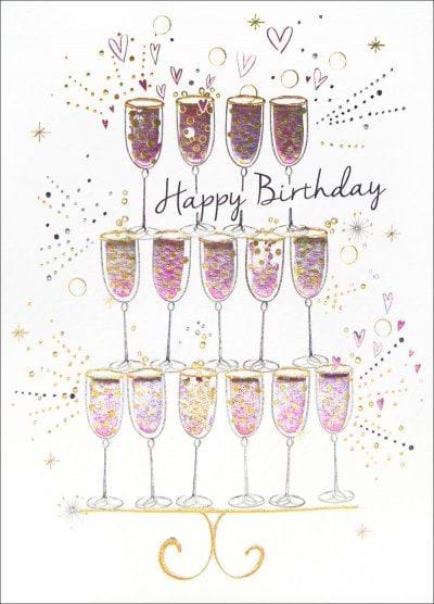 Champagne Fountain Birthday Card