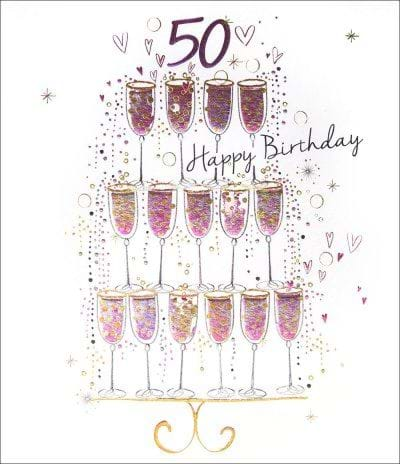 Champagne 50th Birthday Card