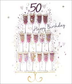 Champagne 50th Birthday Card