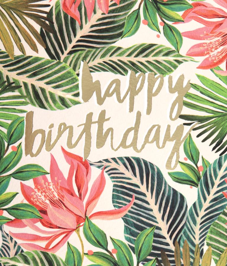 Tropical Leaves Birthday Card