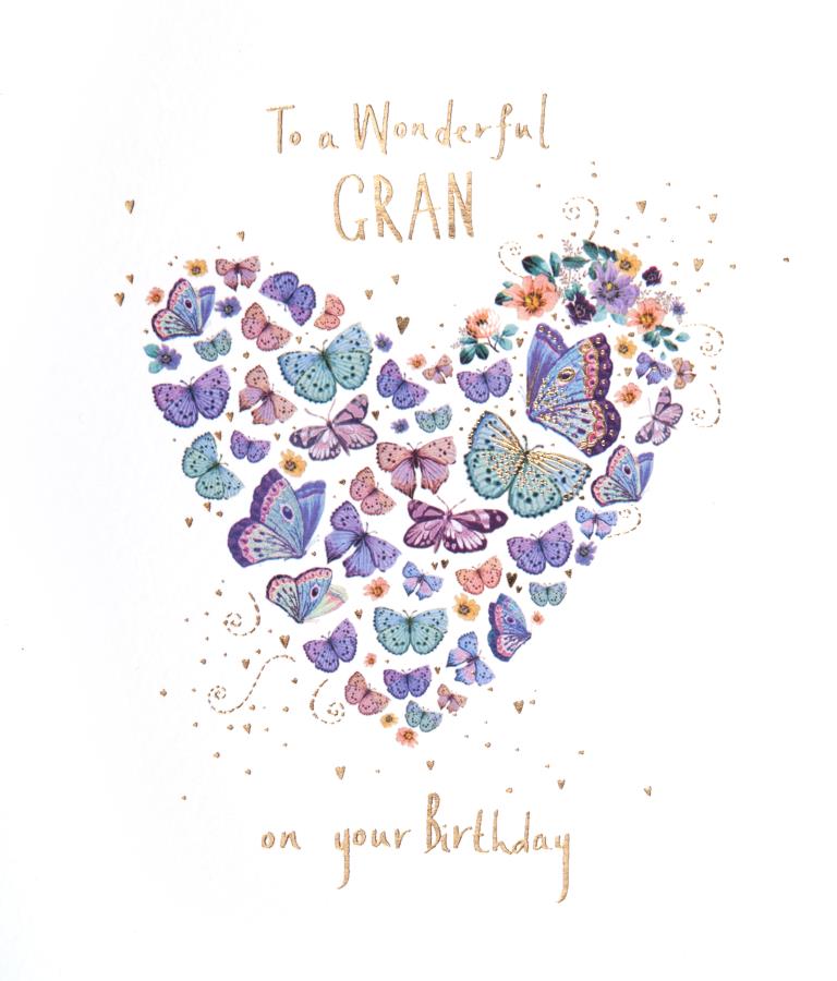Butterfly Heart Gran Birthday Card