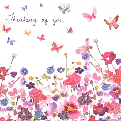 Butterflies and Flowers Thinking of You Card