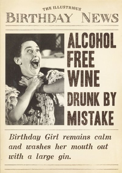 Alcohol Free Wine Birthday Card