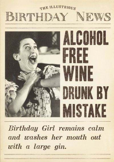 Alcohol Free Wine Birthday Card