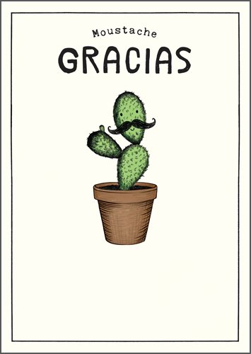 Moustache Gracias Thank you Card