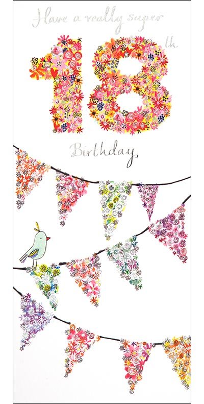 18th Bunting Birthday Card