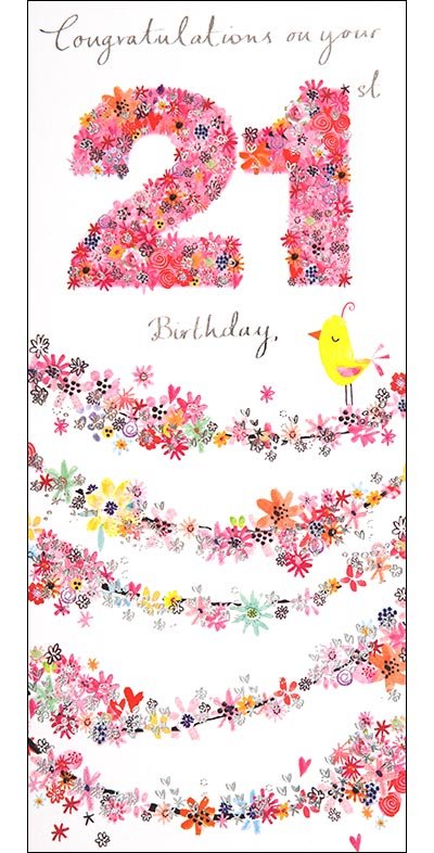 Flowers 21st Birthday Card