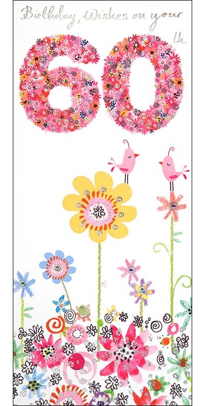 60th Flowers Birthday Card