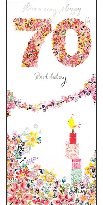 70th Flowers Birthday Card