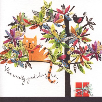 Cat up a Tree Birthday Card