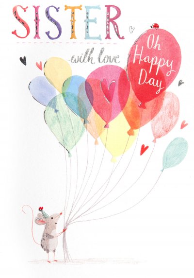 Sister with Love Birthday Card