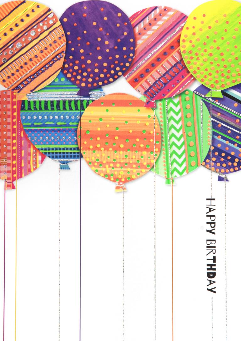 Neon Balloons Birthday Card