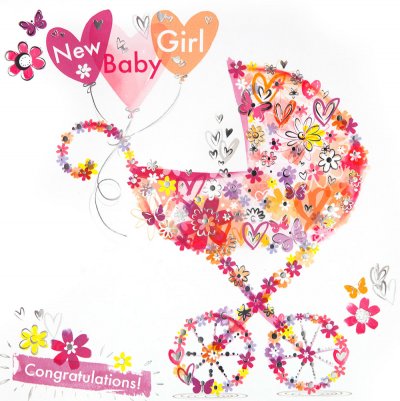 Pram Girl New Baby Card