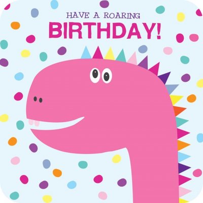 Pink Dinosaur Birthday Card Pack (5)