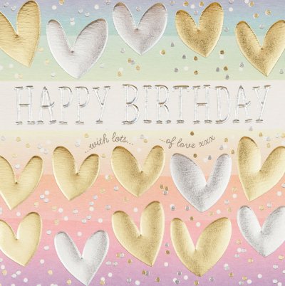 Pastel Hearts Birthday Card