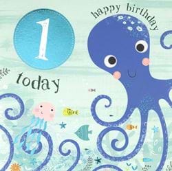 Little Octopus 1st Birthday Card