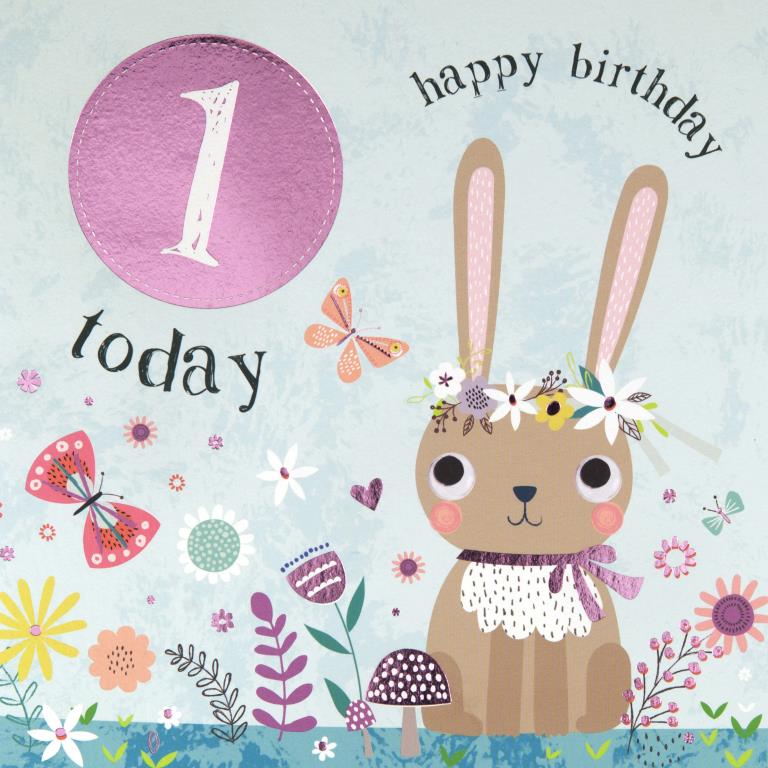 Little Bunny 1st Birthday Card
